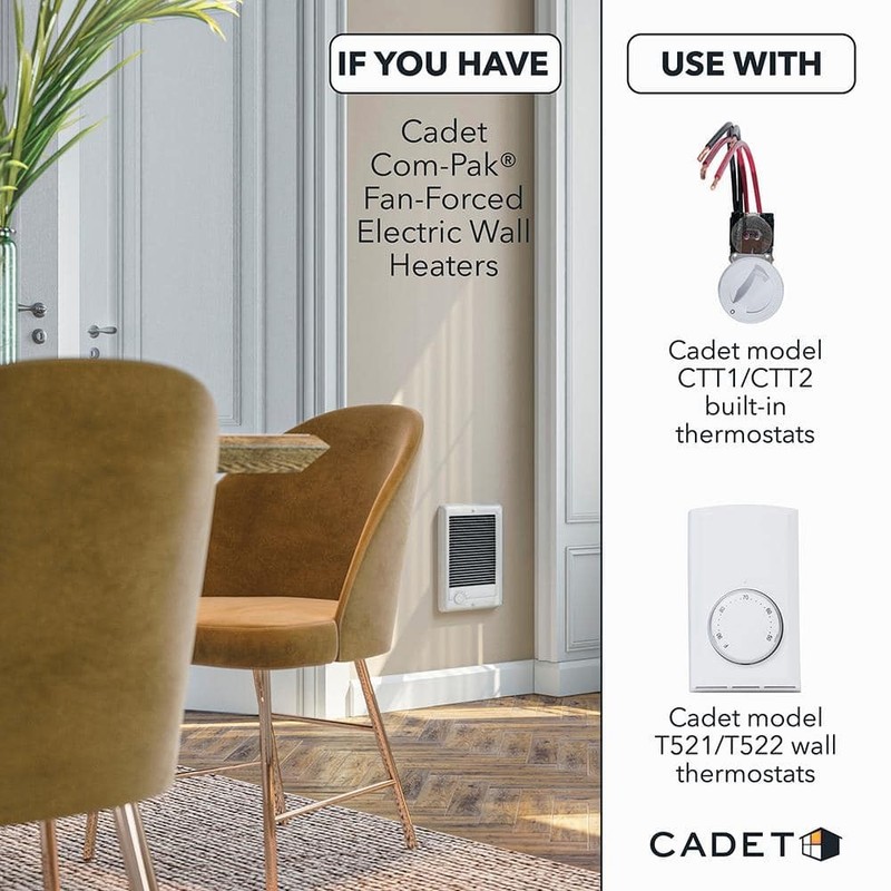 Cadet 240-volt 2,000-watt Com-Pak In-wall Fan-forced Electric Heater in White - Image 6