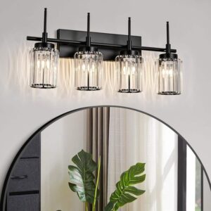 EDISLIVE Orillia 27.17" 4-Light Black Bathroom Vanity Light with Crystal Shades