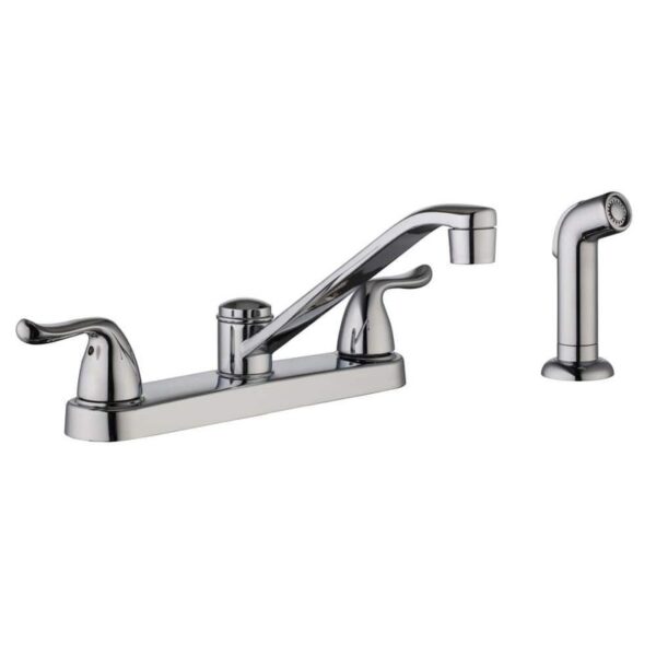 Glacier Bay Constructor 2-Handle Standard Kitchen Faucet Side Sprayer in Chrome