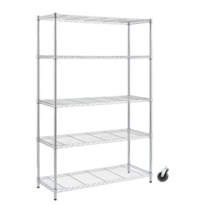 HDX 5-Tier Steel Wire Shelving Unit with Casters in Chrome 48" W x 72" H x 18" D