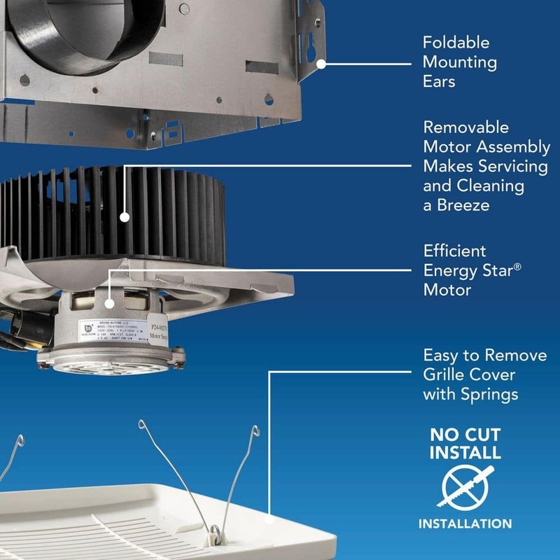 Broan-NuTone Economy 50 CFM Bathroom Exhaust Fan Wall or Ceiling Roomside - Image 5