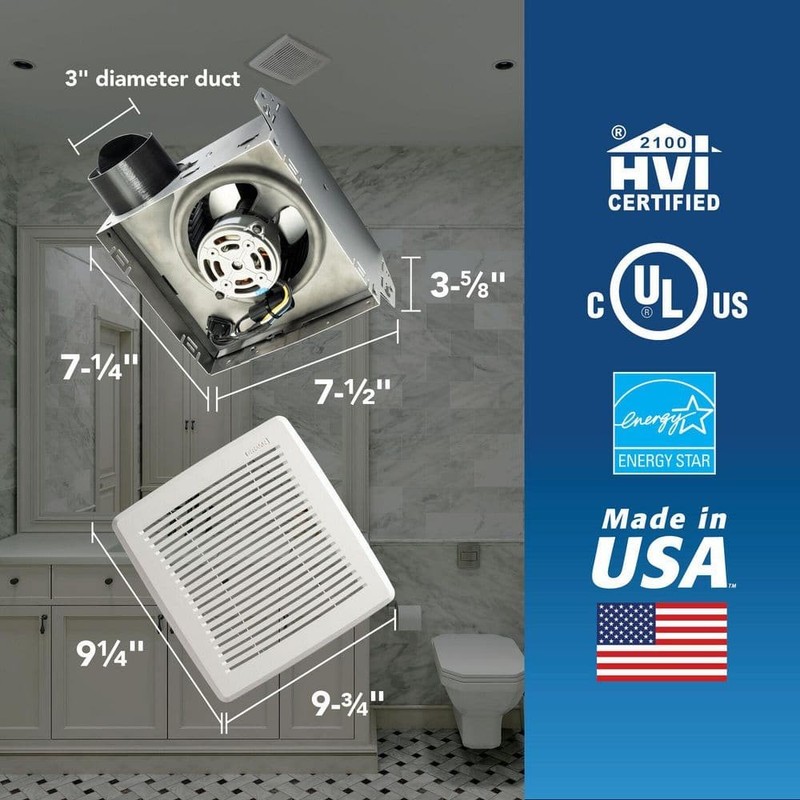 Broan-NuTone Economy 50 CFM Bathroom Exhaust Fan Wall or Ceiling Roomside - Image 7