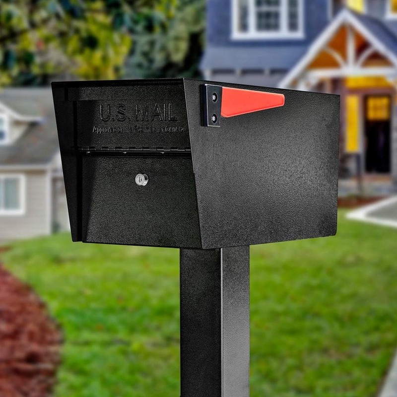Mail Boss Mail Manager Black Locking Post Mount Mailbox High Security System - Image 2