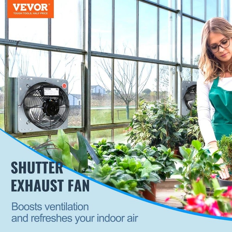 VEVOR 10 in Shutter Exhaust Fan 820 CFM Aluminum Wall Mount Vent Fan - Image 3