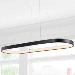 JONATHAN Y Nolan 38.75" Black Modern Bohemian Iron Linear Integrated LED Pendant