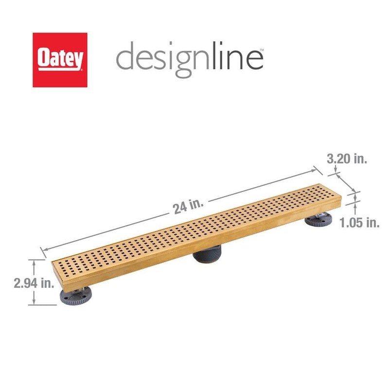 Oatey Designline 24" Stainless Steel Linear Shower Drain w/Square Pattern Drain - Image 2