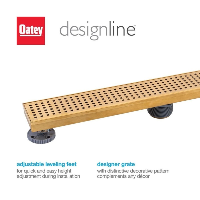 Oatey Designline 24" Stainless Steel Linear Shower Drain w/Square Pattern Drain - Image 5