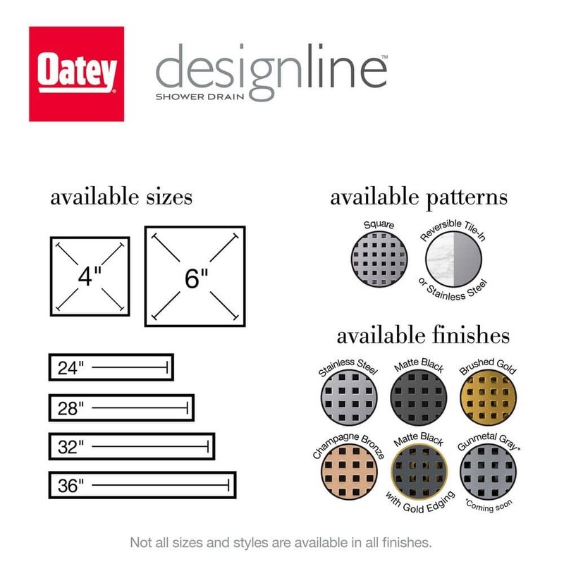 Oatey Designline 24" Stainless Steel Linear Shower Drain w/Square Pattern Drain - Image 6