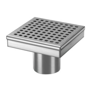 RELN 4" x 4" Stainless Steel Square Shower Drain with Square Pattern Drain Cover