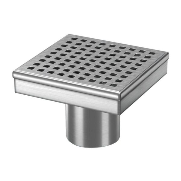 RELN 4" x 4" Stainless Steel Square Shower Drain with Square Pattern Drain Cover