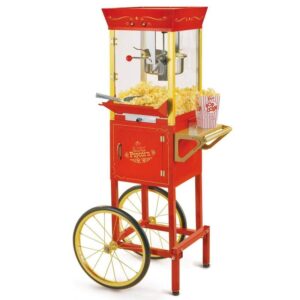 Nostalgia Vintage Professional 8 Oz Popcorn Machine Cart Red with Light