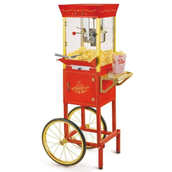 Nostalgia Vintage Professional 8 Oz Popcorn Machine Cart Red with Light