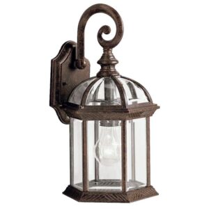KICHLER Barrie 15.5" 1-Light Bronze Outdoor Wall Lantern Sconce Hardwired