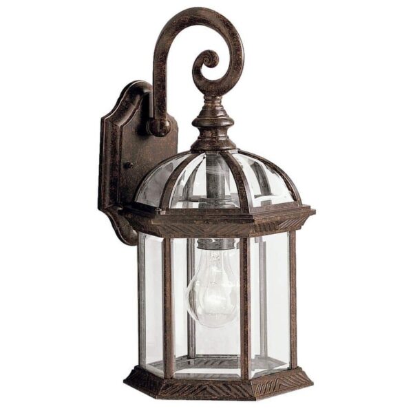 KICHLER Barrie 15.5" 1-Light Bronze Outdoor Wall Lantern Sconce Hardwired