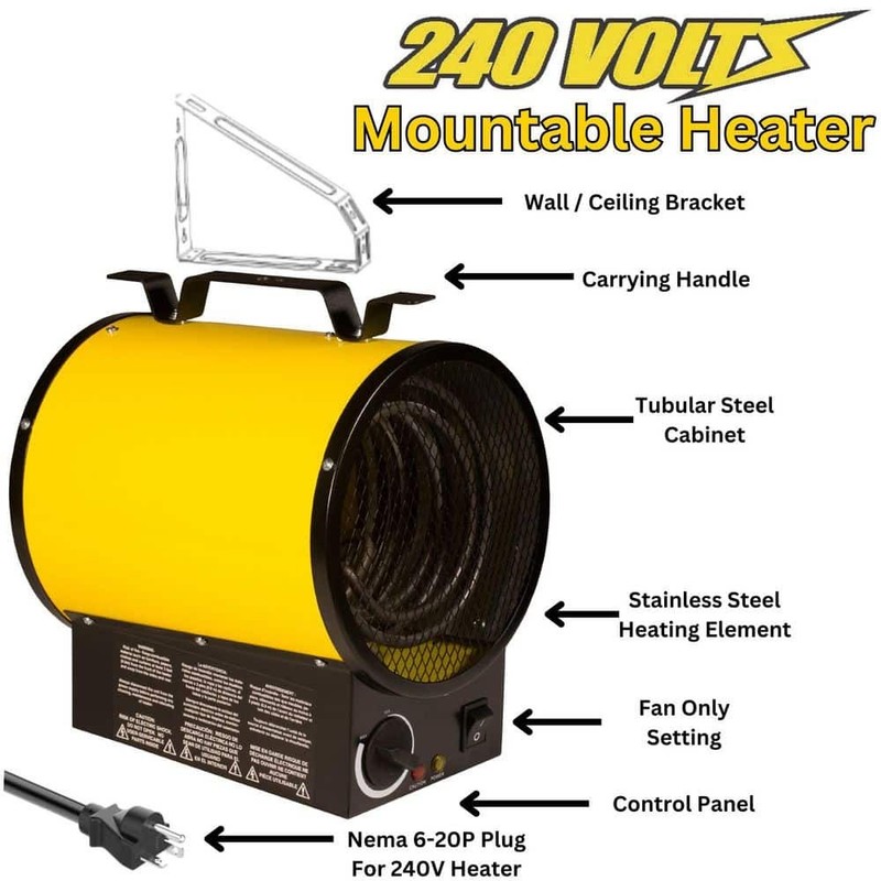 DuraHeat 3750 Watt, 12,800 Btu, 220 Volt Mountable Or Portable Electric Fan - Image 11