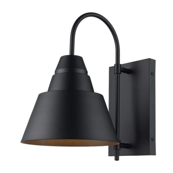 Bel Air Lighting Rune 14.75" 1-Light Black Outdoor Barn Wall Sconce with Shade