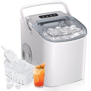 EUHOMY Countertop Ice Maker 27 lb Day Bullet Ice 2 Sizes Self Cleaning Black