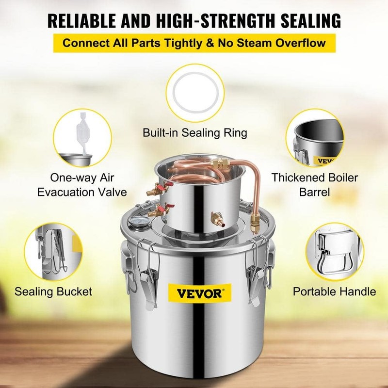 VEVOR 8 Gal Stainless Steel Alcohol Still Water Distiller Home Brewing Kit - Image 6