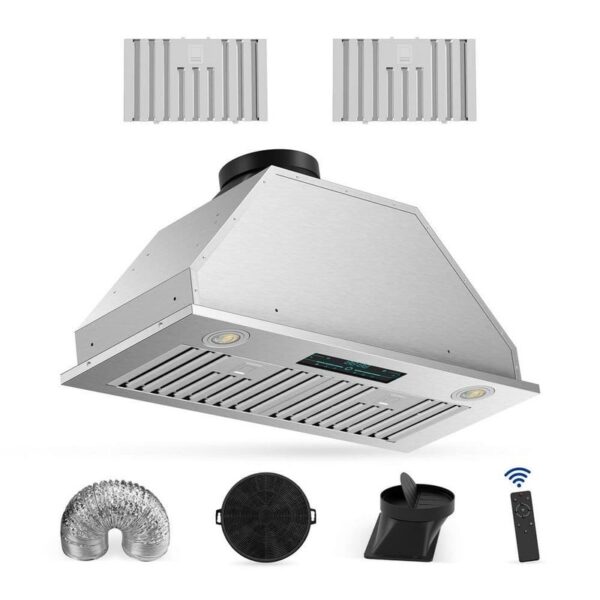 Tylza 27.75 in. 900 CFM Convertible Ductless to Ducted Insert Range Hood in SS