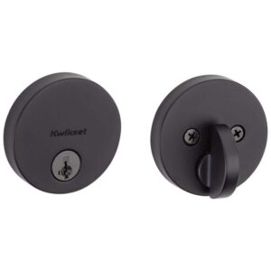 Kwikset Uptown Low Profile Iron Black Round Contemporary Single Cylinder