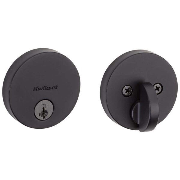 Kwikset Uptown Low Profile Iron Black Round Contemporary Single Cylinder