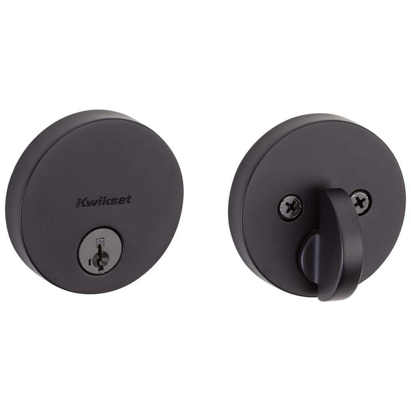Kwikset Uptown Low Profile Iron Black Round Contemporary Single Cylinder