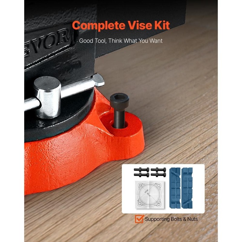 VEVOR Bench Vise 5.5 in. Jaw Width 5. 5in. Max Jaw Opening Product 360 Swivel - Image 4
