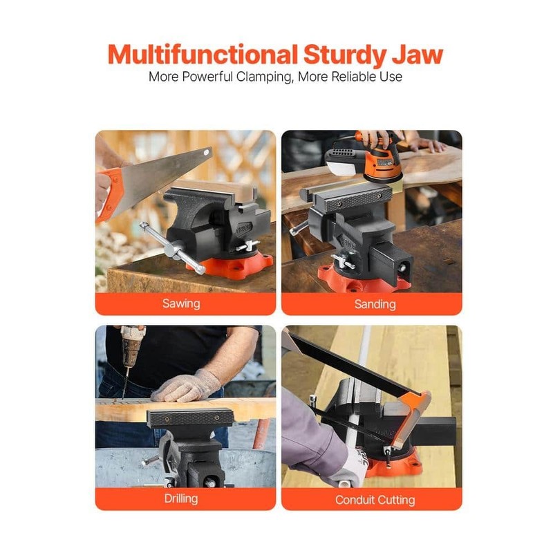 VEVOR Bench Vise 5.5 in. Jaw Width 5. 5in. Max Jaw Opening Product 360 Swivel - Image 6