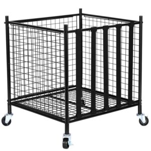 SKYSHALO Rolling Sports Ball Storage Cart Lockable Basketball Cage 80 lb