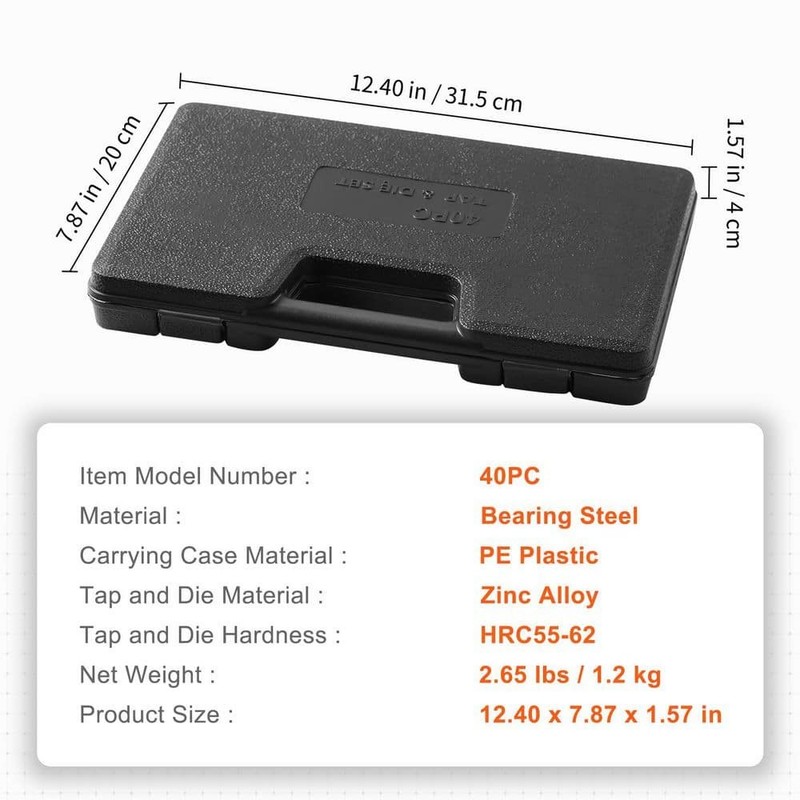 SKYSHALO Tap and Dies Set, Blade Length 8 in. Include Metric Size (40-Piece) - Image 7
