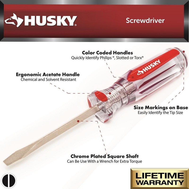 Husky Philips and Slotted Screwdriver Set with Acetate Handles (6-Piece) - Image 3