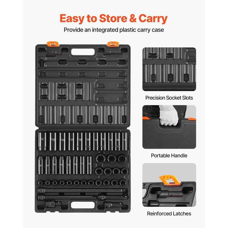 SKYSHALO Impact Socket Set 1/2 in. 43 Piece Impact Sockets, Standard Socket - Image 6