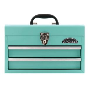 Apollo 14 in. Green 2-Drawer Hand Tool Box