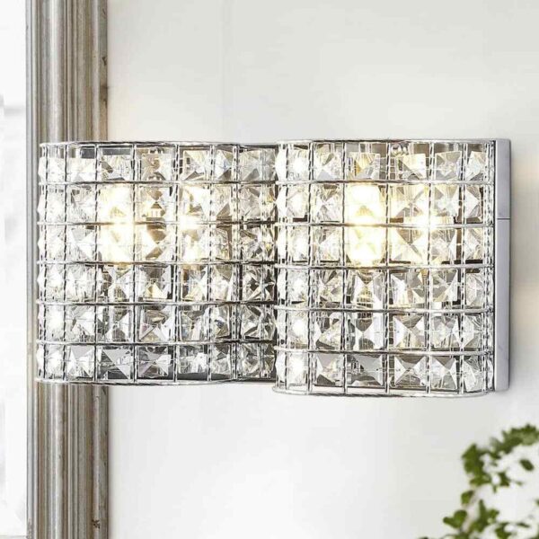 JONATHAN Y Clara Deco 15 in. 2-Light Metal/Crystal Classic Glam LED Vanity Light