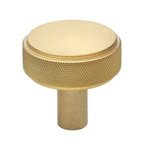 GlideRite 1-1/2" Satin Gold Solid Round Knurled Cabinet Drawer Knobs (10-Pack)