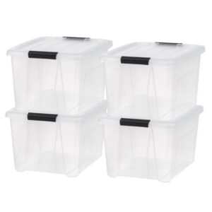 IRIS 32 Qt./8 Gal. Buckled Clear Box, Clear (4-Pack)