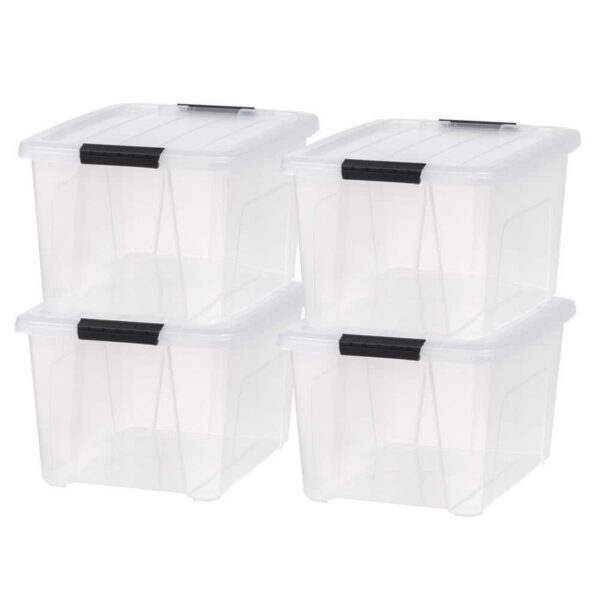IRIS 32 Qt./8 Gal. Buckled Clear Box, Clear (4-Pack)