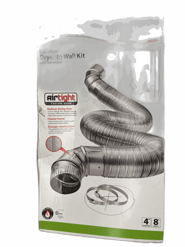 8 ft. Complete Airtight Semi-Rigid Dryer Vent Hook Up Kit for 4" Duct NO CLAMPS