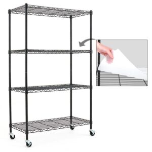 EFINE 4 Tier Rolling Wire Garage Storage Shelving Unit Carbon Steel 30 x 50