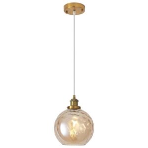 ADSENSTY 1-Light Amber Globe Pendant Light Modern Hanging Fixture w/Glass Shade
