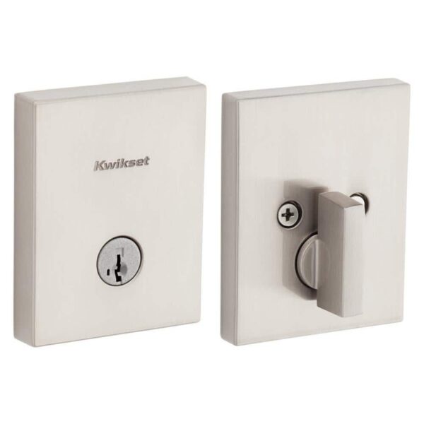 Kwikset San Clemente Satin Nickel Single Cylinder Rectangle Deadbolt Featuring