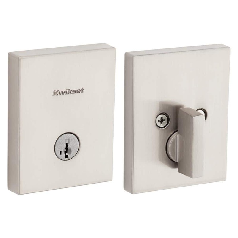 Kwikset San Clemente Satin Nickel Single Cylinder Rectangle Deadbolt Featuring