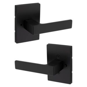 Kwikset Singapore Matte Black Rectangular Straight Bed/Bath Door Handle