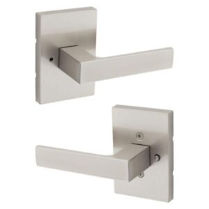 Kwikset Singapore Satin Nickel Rectangular Straight Bed/Bath Door Handle
