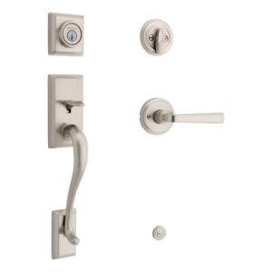 Kwikset Hawthorne Single Cylinder Door Handleset w/Trafford Handle featuring