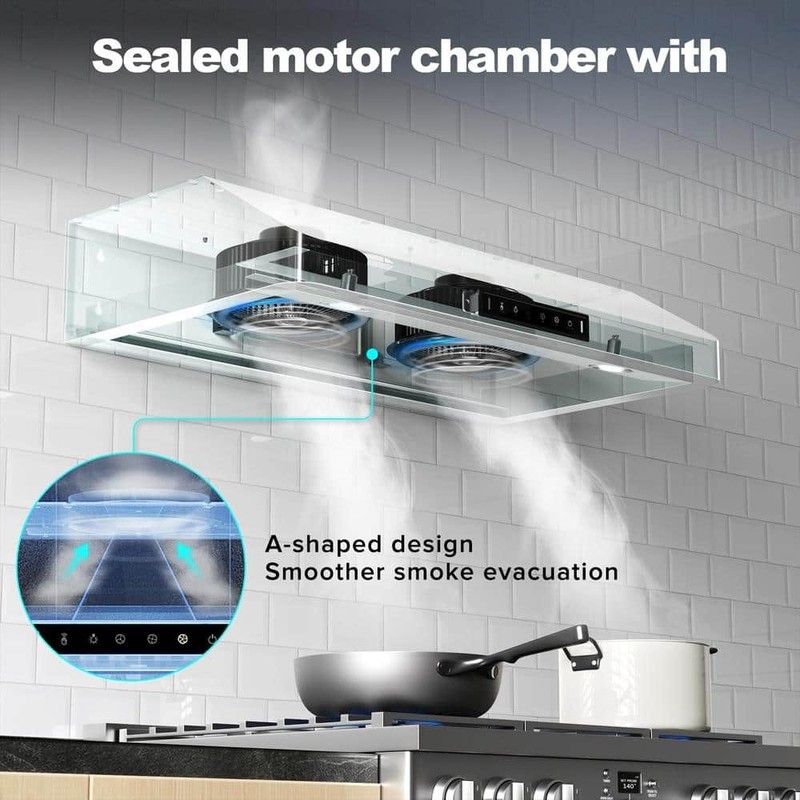 VIKIO PRO 36" 600 CFM Ducted Under Cabinet Range Hood Stainless Steel Dual Motor - Image 3