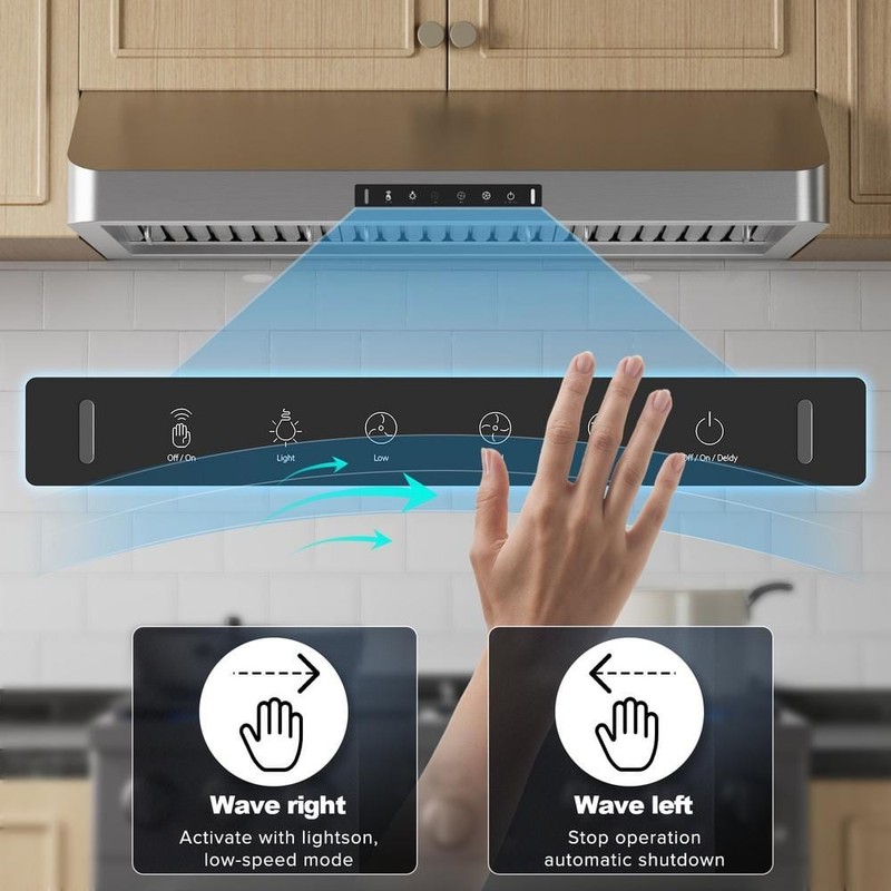VIKIO PRO 36" 600 CFM Ducted Under Cabinet Range Hood Stainless Steel Dual Motor - Image 4