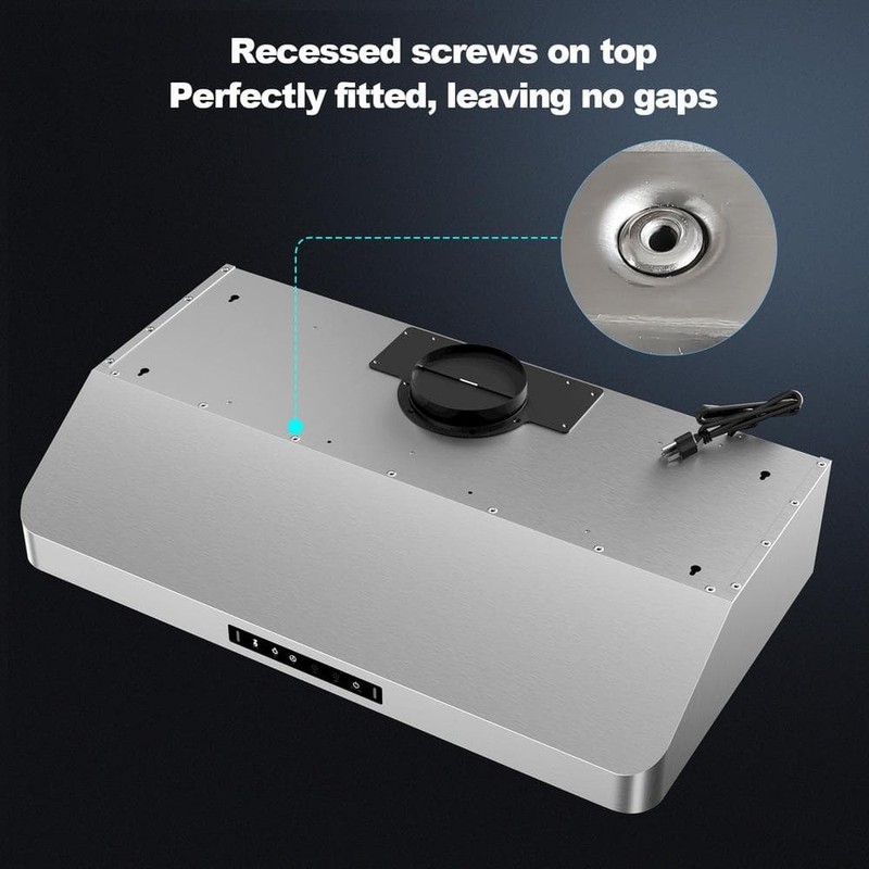 VIKIO PRO 36" 600 CFM Ducted Under Cabinet Range Hood Stainless Steel Dual Motor - Image 8