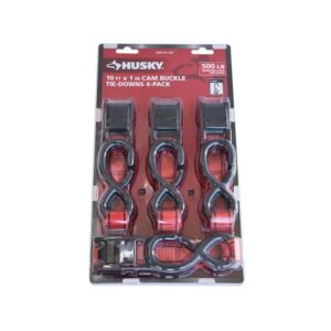 Husky 10 ft. x 1 in. Cam Buckle Tie-Down Straps with S-Hook (4-Pack)