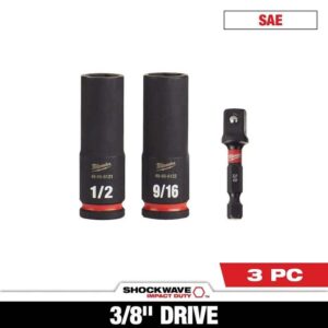 Milwaukee SHOCKWAVE Impact Duty 3/8 in. Drive Deep Well Socket Set (3-Pack)